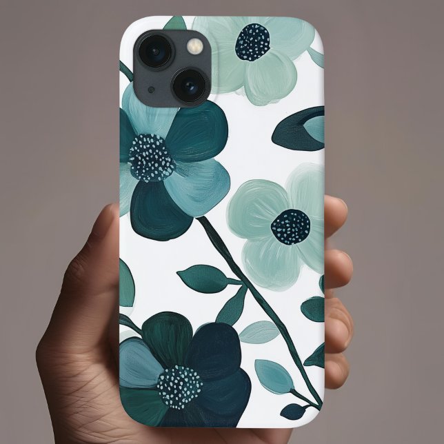 Elegant Blue Aqua Floral Botanical Phone Case (Creator Uploaded)
