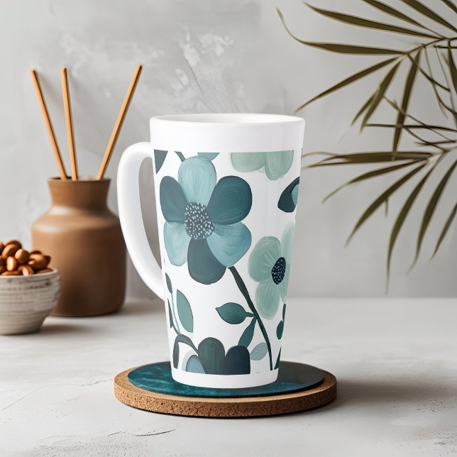 Elegant Blue Aqua Floral Pattern Mug Design (Creator Uploaded)