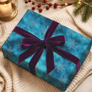 Elegant Blue Aqua Winter Christmas Ornaments Wrapping Paper