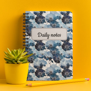 Elegant Blue Asters Floral Pattern Notebook