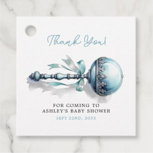 Elegant Blue Baby Rattle Boy Baby Shower Favour Tags
