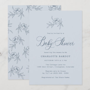 Elegant Blue Baby Shower Invitation
