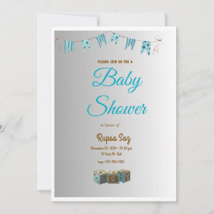 Elegant Blue Baby Shower Invitation Card
