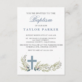 Elegant Blue Baptism/Christening Invitation