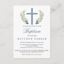 Elegant Blue Baptism/Christening Invitation