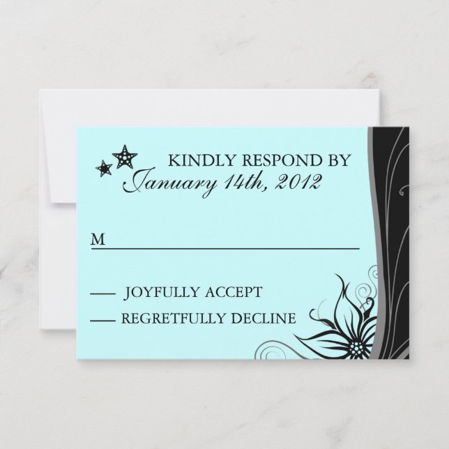 Elegant Blue Beach Destination Themed RSVP Cards (Front)