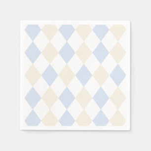 Elegant Blue Beige Simple Classic Diamond Pattern Napkin