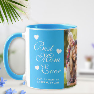 Elegant Blue Best Mum Ever Photo Mug