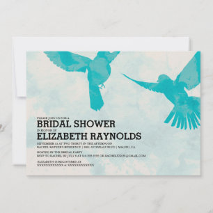 Elegant Blue Bird Bridal Shower Invitations