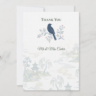 Elegant Blue Bird Chinoiserie Wedding Thank You Ca Invitation