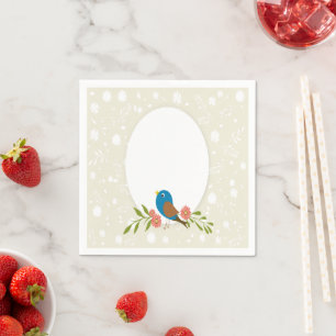 Elegant blue bird napkin