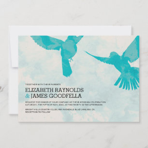 Elegant Blue Bird Wedding Invitations