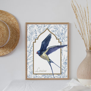 Elegant Blue Bird Woodland Sparrow Custom Wall Art