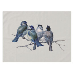 Elegant Blue Birds on a Branch Tablecloth