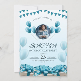 Elegant Blue Birthday Invitation | Modern design