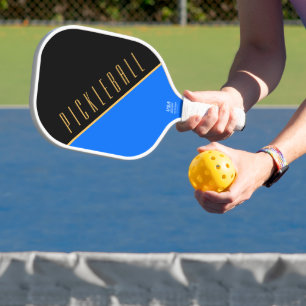 Elegant Blue Black Downward Slant "Pickleball" Pickleball Paddle
