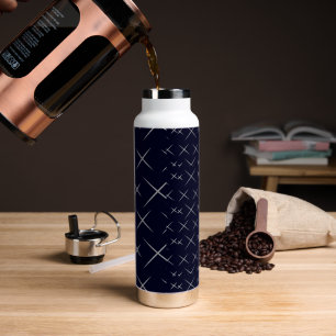 Elegant Blue black Pattern Water Bottle