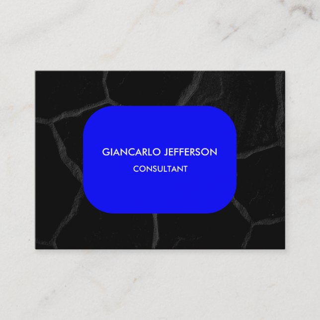 Elegant Blue Black Stone Minimalist Professional Business Card (Front)