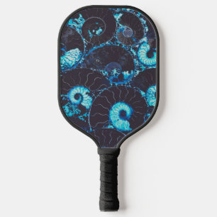 Elegant Blue black teal Nautilus shell pattern Pickleball Paddle