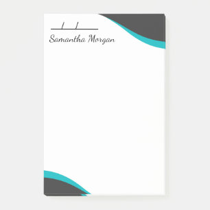 Elegant blue & black waves customisable post-it notes