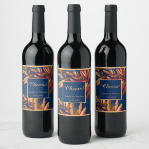 Elegant blue blueberries wedding wine label