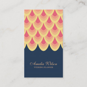 Elegant Blue & Blush Pink Geometric Social Media Business Card