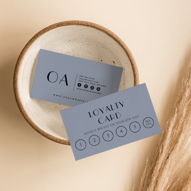 Elegant Blue Boho Chic Modern 6 Punch  Loyalty Card (Creator Uploaded)