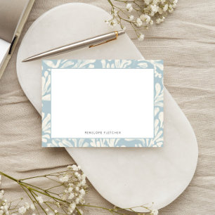 Elegant Blue Border Coastal Coral Ocean Botanicals Card
