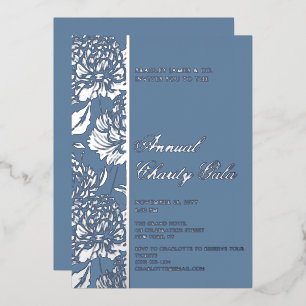 Elegant Blue Botanical Charity Event Gala Party