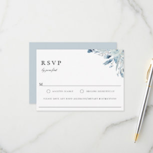 Elegant Blue Botanical Wedding Food Allergy RSVP