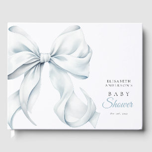 Elegant Blue Bow Baby Shower Guest Book