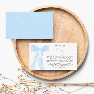 Elegant Blue Bow Books For Baby Baby Shower Enclosure Card