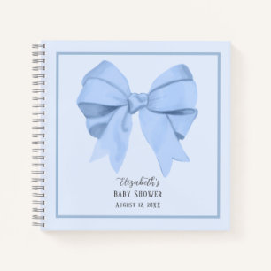 Elegant Blue Bow Boy Baby Shower Guest Book