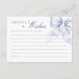 Elegant Blue Bow Bridal Shower Advice Cards