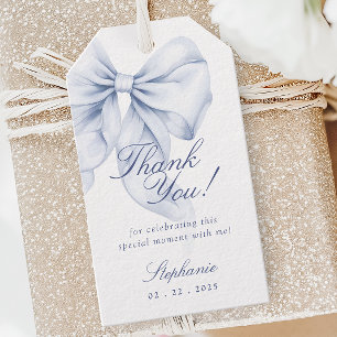 Elegant Blue Bow Bridal Shower Favour Tag