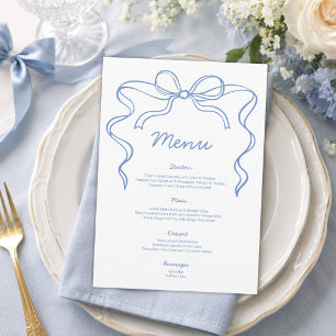 Elegant Blue Bow Bridal Shower Menu
