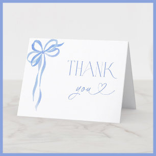 Elegant Blue Bow Bridal Shower Thank You Card