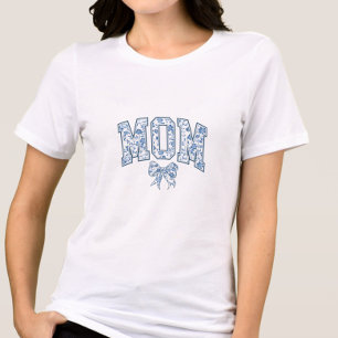 Elegant Blue Bow Chinoiserie Mum Tri-Blend Shirt