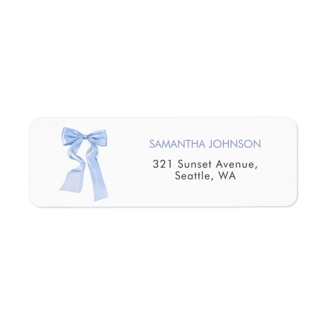 Elegant Blue Bow Coquette Address (Front)
