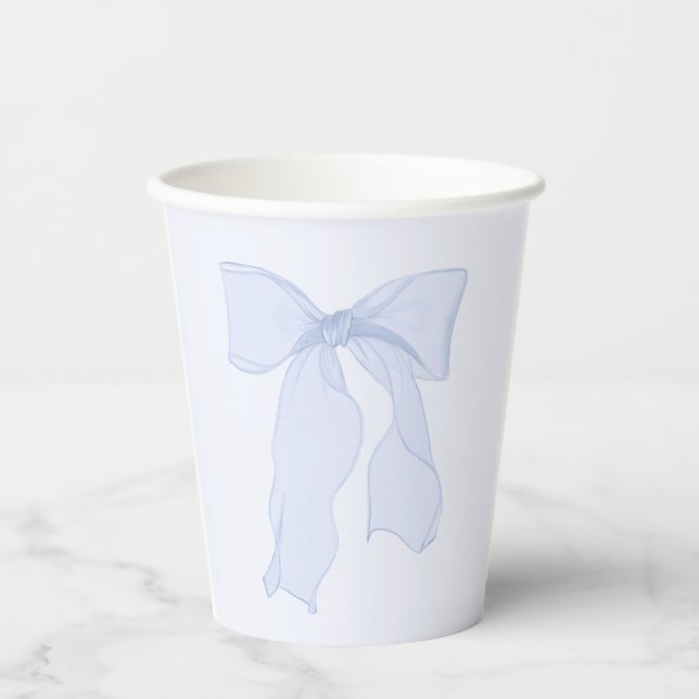 Elegant Blue Bow Coquette  Paper Cups (Front)