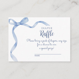 Elegant Blue Bow Diaper Raffle Baby Shower Raffle Enclosure Card