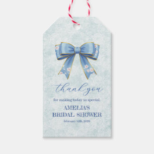 Elegant Blue Bow Engagement Party Invitation Gift Tags