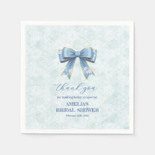 Elegant Blue Bow Engagement Party Invitation Napkin