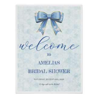 Elegant Blue Bow Engagement Party Invitation Poster