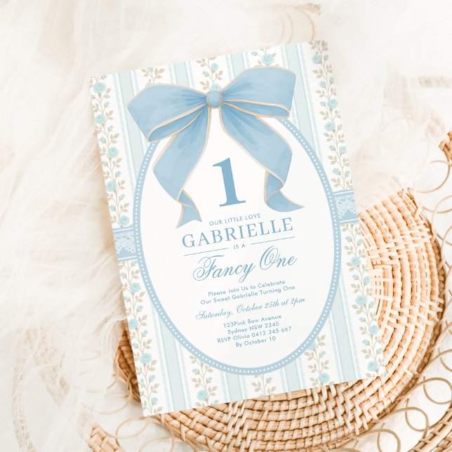 Elegant Blue Bow Fancy One Love Shack 1st Birthday Invitation (Creator Uploaded)
