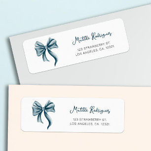 Elegant Blue Bow Return Address