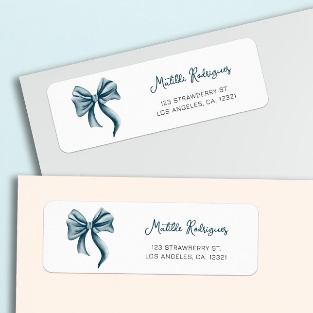 Elegant Blue Bow Return Address (Creator Uploaded)