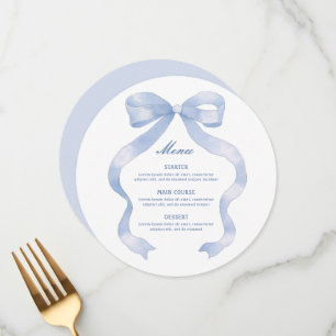 Elegant Blue Bow Round Menu