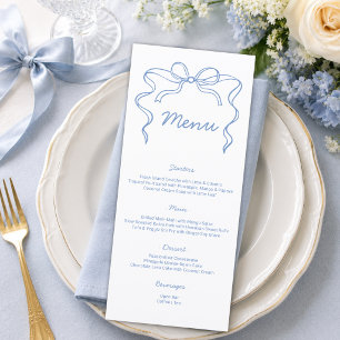 Elegant Blue Bow Wedding Menu