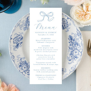 Elegant Blue Bow Wedding Menu